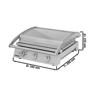 GGM Gastro - ROBAND Grill de contact Grill a hamburgers - 3,1 kW - Rainure en haut & Lisse en bas - Surface de cuisson : 500x275mm Argent