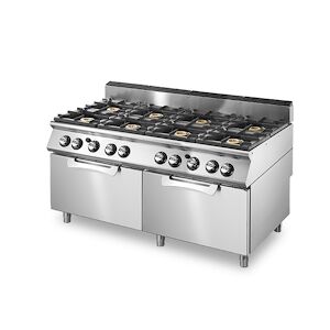 Virtus group Cuisinière gaz sur 2 fours gaz statiques GN 2/1, 8 brûleurs Virtus