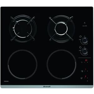 Brandt BPI6413BM - Table de cuisson mixte induction et gaz - 4 plaques de cuisson - Niche - largeur : 56 cm - profondeur : 49 cm - noir Noir - Publicité