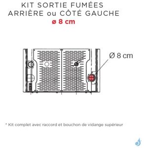 EDILKAMIN Kit sortie fumées par l'arrière ou côté gauche Ø 8 cm pour poêle à granulés Edilkamin Blade Up