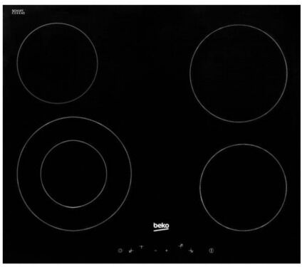 Beko Plaque de cuisson vitrocéramique avec 4 feux + double zone, fonction d'arrêt automatique 58x81cm, Noir (HIC64401)