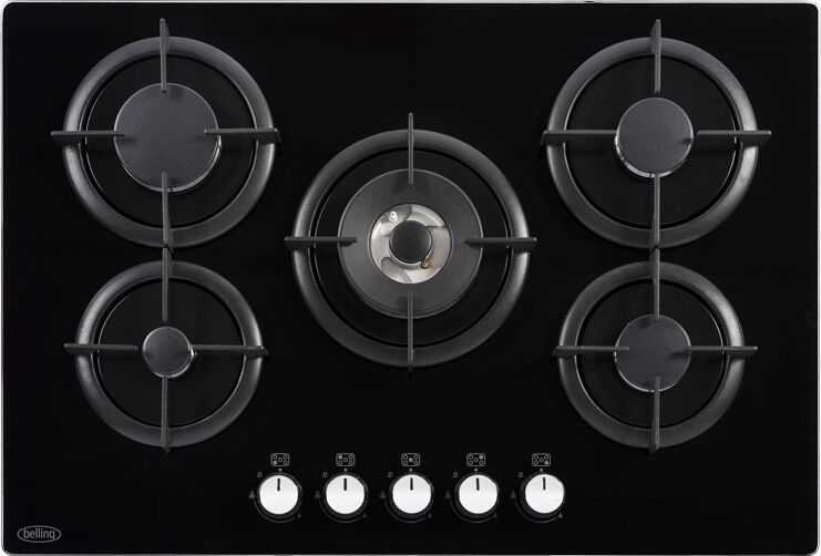 Belling GTG75CBLKNG 75cm Built-in Gas Through Glass Hob-Black