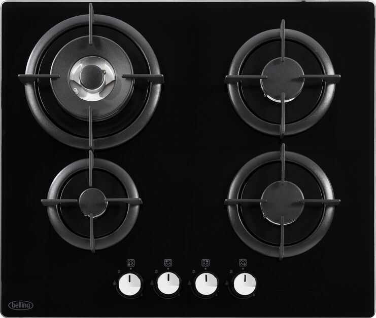 Belling GTG60CBLKNG 60cm Built-in Gas Through Glass Hob-Black