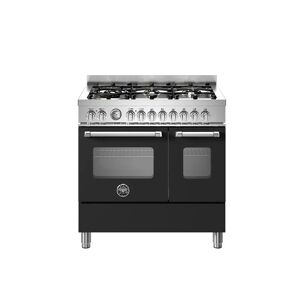 Ⓜ️🔵🔵🔵 BERTAZZONI MAS96L2ENET - Piano cottura a gas, 6 fuochi, Serie Master, Nero opaco,