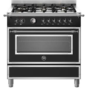 Ⓜ️🔵🔵🔵 BERTAZZONI HER96L1ENET - Piano cottura a gas, 6 Fuochi, Serie Heritage, Nero Opac