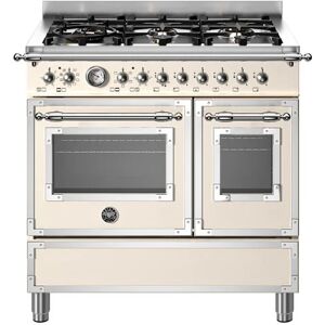 Ⓜ️🔵🔵🔵 BERTAZZONI HER96L2EAVT - Piano cottura a gas, 6 Fuochi, Serie Heritage, Avorio, D