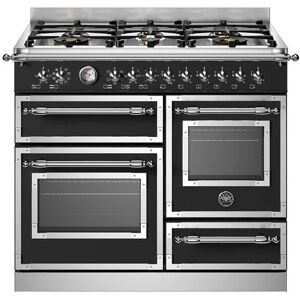 Ⓜ️🔵🔵🔵 BERTAZZONI HER106L3ENET - Piano cottura a gas, 6 Fuochi, Serie Heritage, Nero Opa