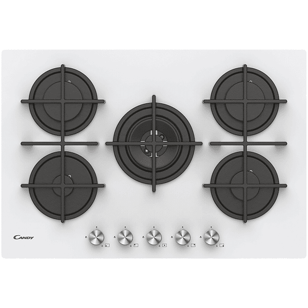 candy piano cottura  cvg74wpw, 5 zone cottura, 74,5 cm x 51