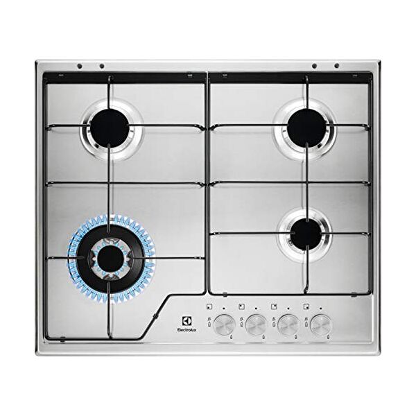 electrolux kgs6434sx kgs6434sx serie slim profile 2.0 piano cottura 4 fuochi a gas 60 cm (1 bruciatore wok) colore inox