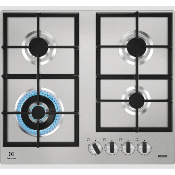 electrolux kgu64361z kgu64361z serie 700 pro steppower piano cottura 4 fuochi a gas 60 cm griglie in ghisa (1 bruciatore wok) colore inox