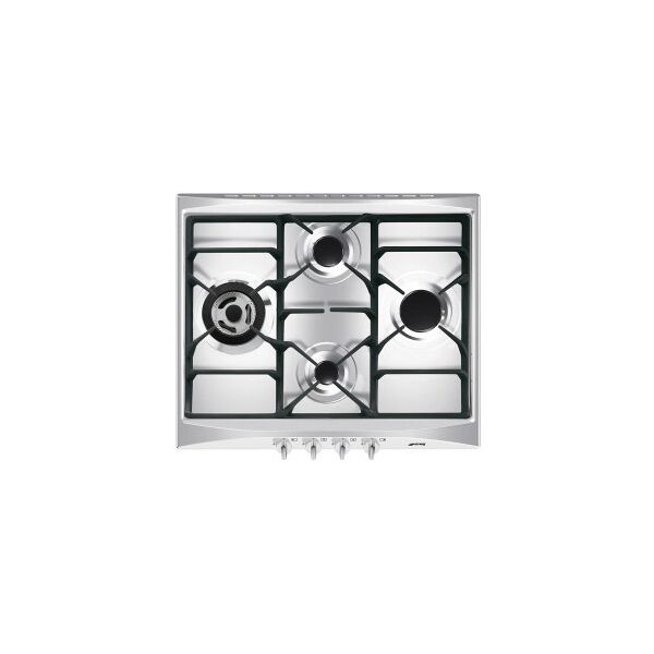 smeg cucina sr264xgh2 piano cottura nero, argento da incasso 60 cm gas