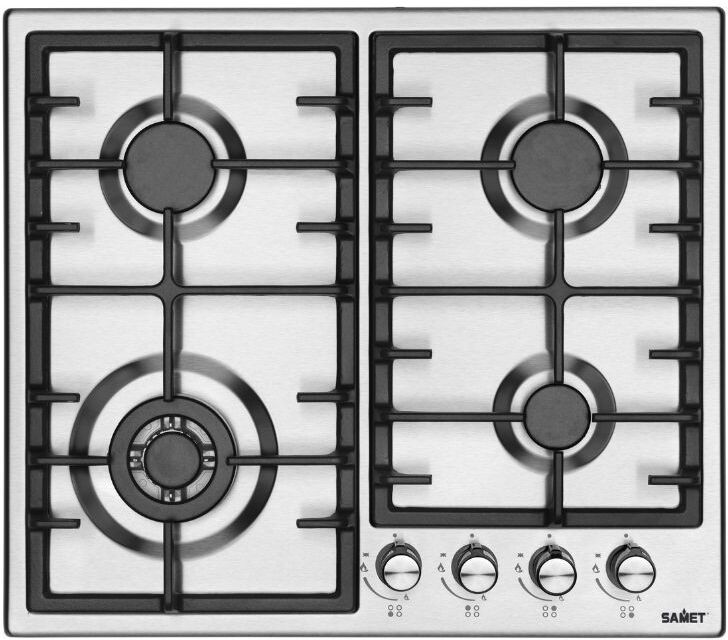 Piano cottura 58x51 cm in acciaio Inox con 4 fuochi - Samet Efesto