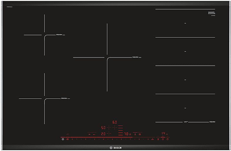 bosch piano cottura a induzione  pxv875dc1e , 5 zone cottura, 81,6 cm x 52,7