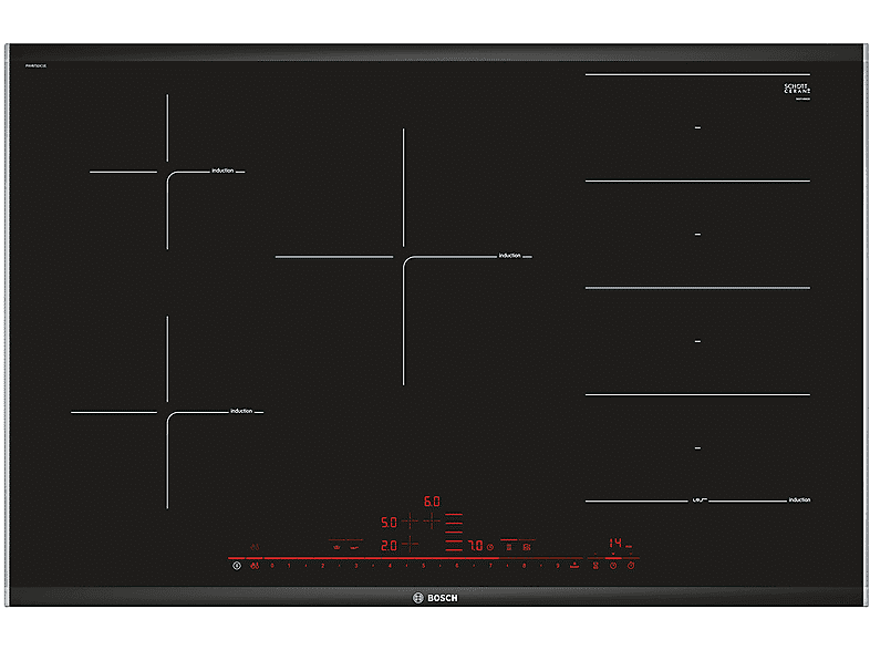 Bosch PIANO COTTURA A INDUZIONE  Pxv875dc1e , 5 zone cottura, 81,6 cm x 52,7