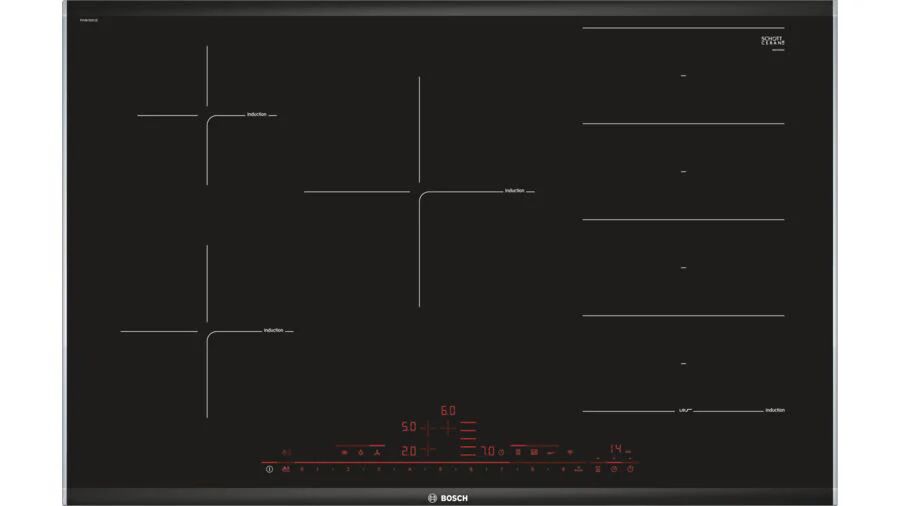 Bosch Serie 8 PXV875DV1E piano cottura Nero Da incasso 82 cm Piano cottura a induzione 5 Fornello(i)