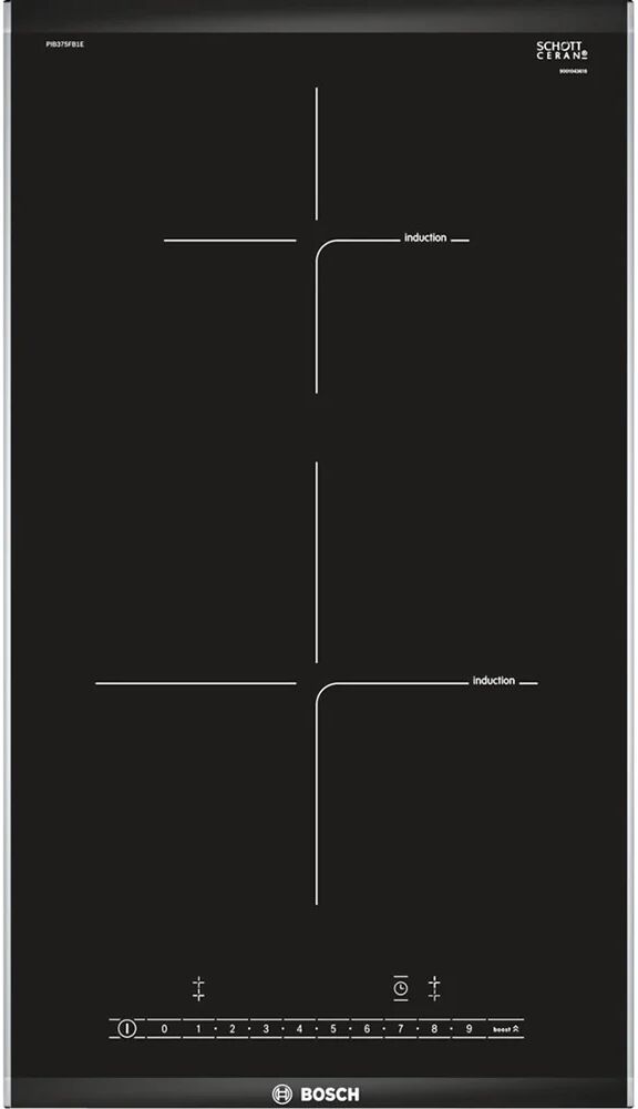 Bosch PIB375FB1E piano cottura Nero, Acciaio inossidabile Da incasso Piano cottura a induzione 2 Fornello(i)