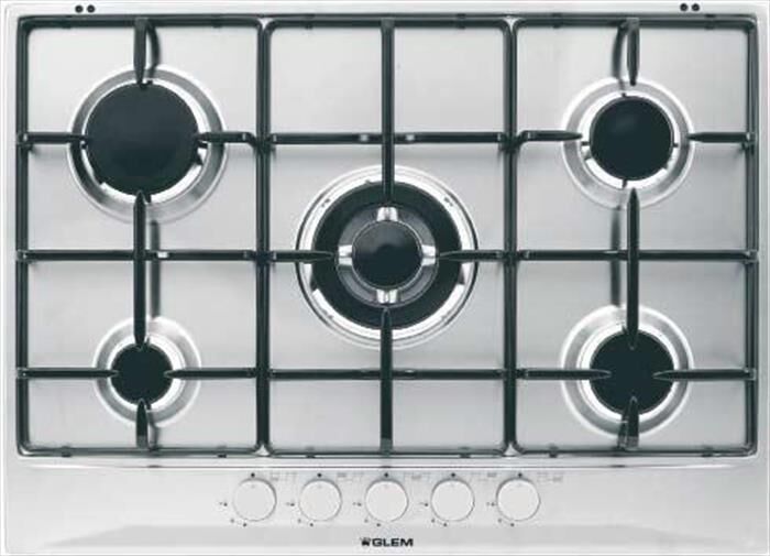 GLEM GAS Piano Cottura A Gas Gt755ix 5 Fuochi 68,5cm-inox