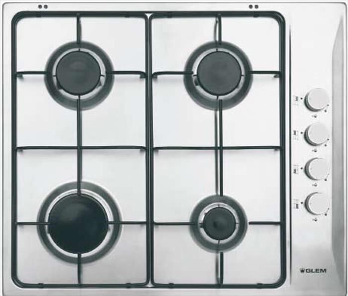 GLEM GAS Piano Cottura A Gas Gtl64ix 4 Fuochi 58,5cm-inox