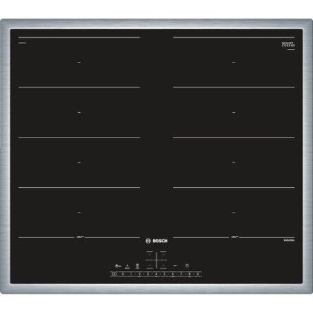 Bosch PXX645FC1E piano cottura Nero, Acciaio inossidabile Da incasso Piano cottura a induzione 4 Fornello(i) (PXX645FC1E)