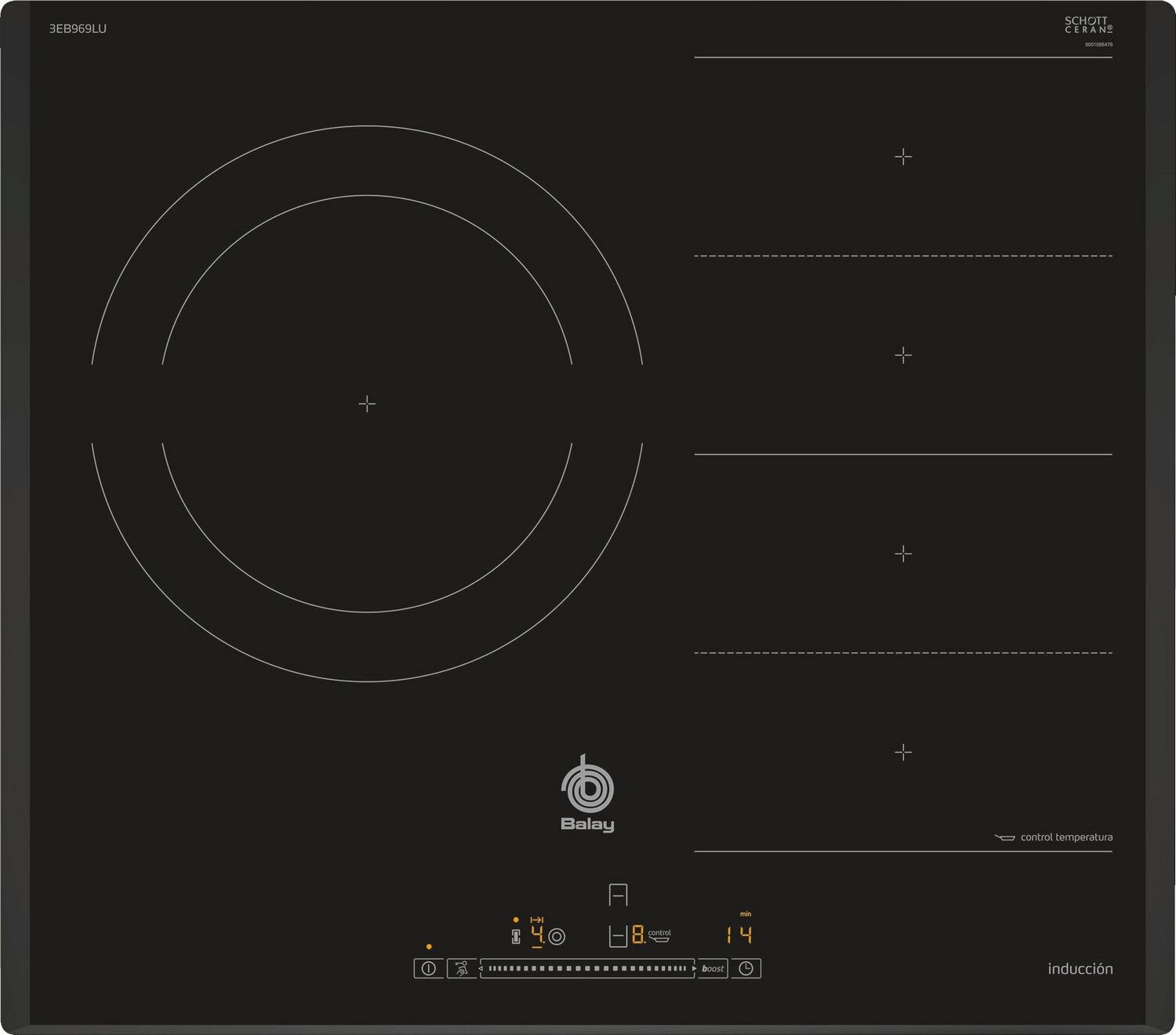 Balay Placa De Indução Embutida 2 Zonas 3eb969lu (preto) - Balay
