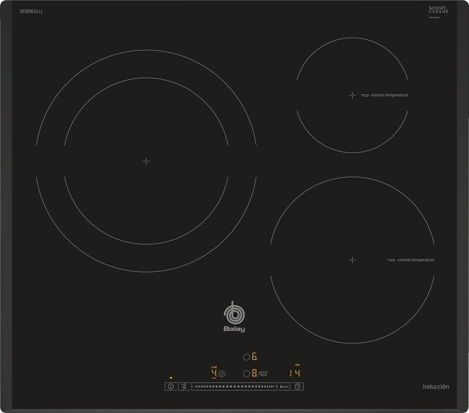 Balay Placa De Indução Embutida 3 Zonas 3eb969lu (preto) - Balay
