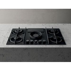 Elica NT-FLAME BG DO 88cm Venting Gas Hob - Black - For Ducted Ventilation