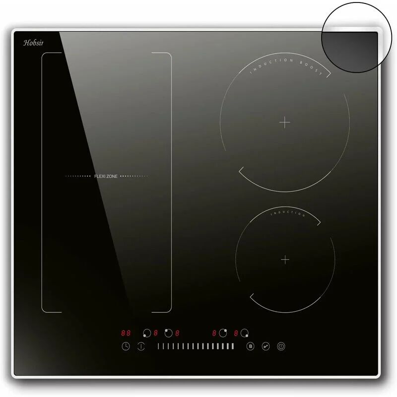 4 Zone Induction Hob Hobsir Electric hob 59cm, 7200W Built-in Cooktop with Flexible Zone, Touch Control,9 Power Levels,Child Safety Lock,220-240V