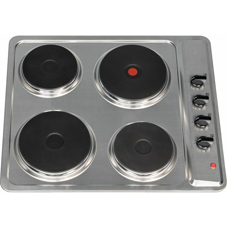 S.I.A Sia PHP601SS 60cm Stainless Steel Solid Plate 4 Zone Electric Easy Clean Hob