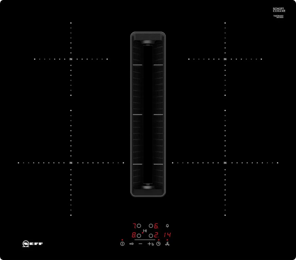 Neff N90 T46CB4AX2  Venting Hob Stainless Steel  Black Glass