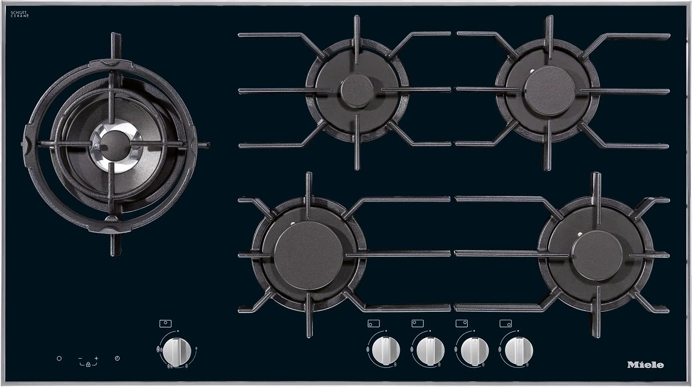 Miele KM30541 5 Zone Gas Hob With Wok Burner - Ceramic Base