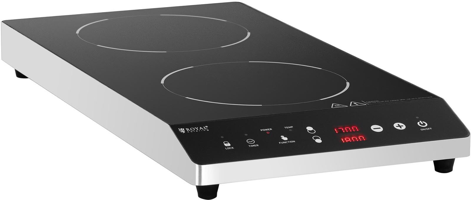 Royal Catering Induction Cooker - 2 x 22 cm - 60 to 240 °C - timer RCIC-1800P6