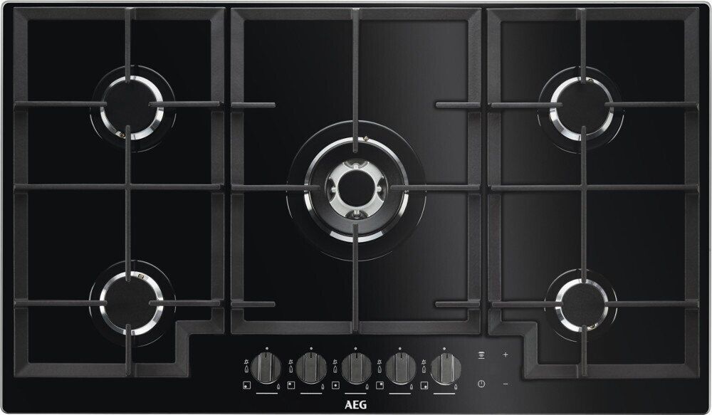 AEG HKB95540NB Gas on Glass 5 Burner Hob - Black