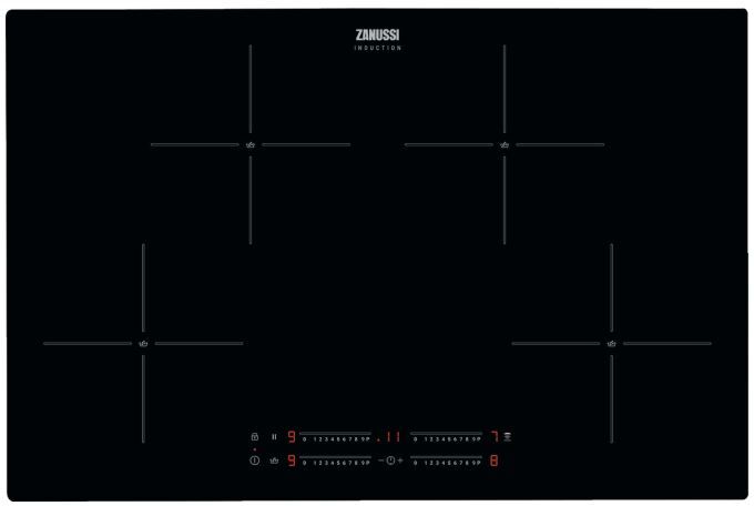 Zanussi ZIAN844K Black 80Cm Induction Hob - Black