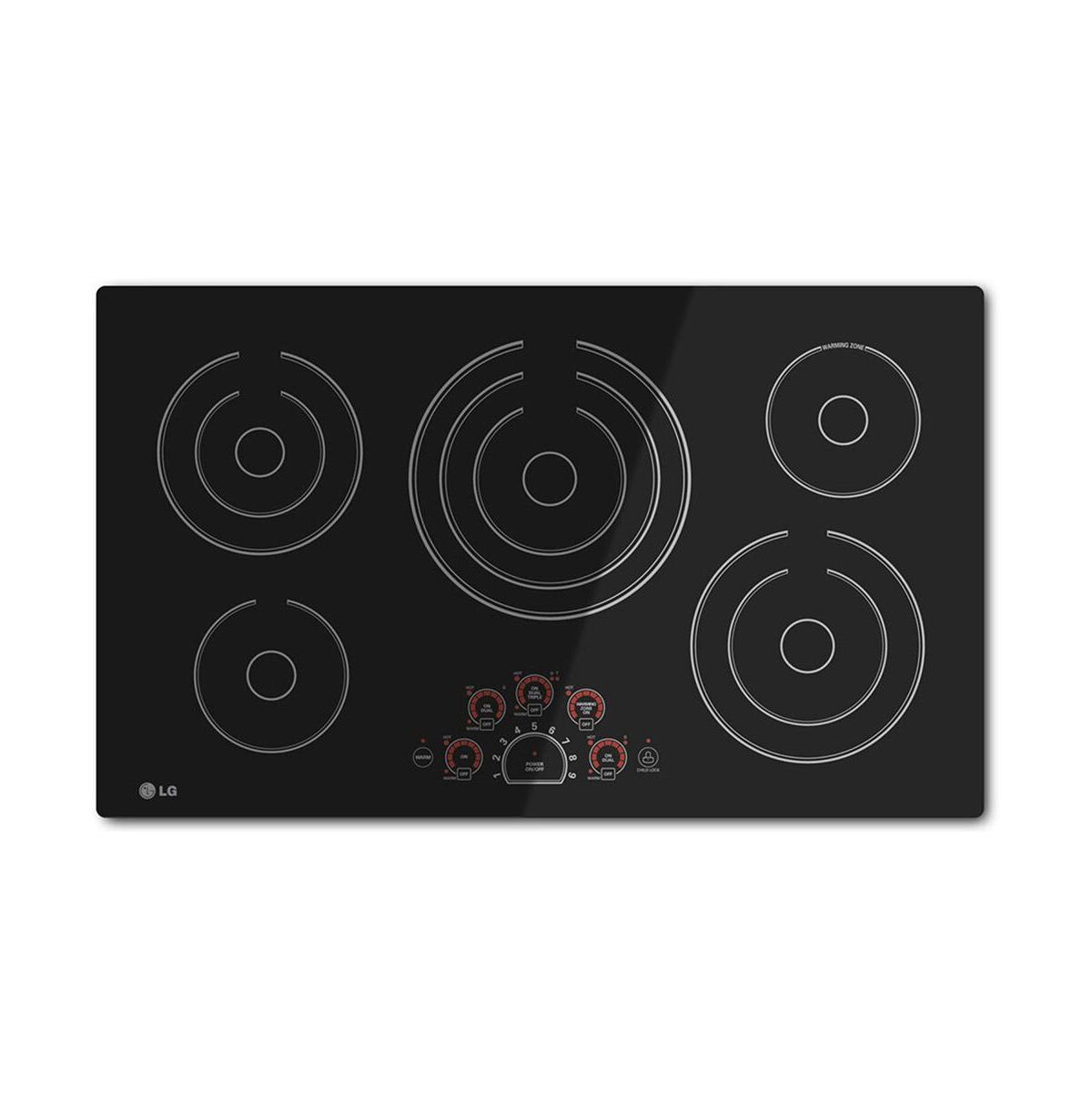 LG 36 Inch 5 Burner Black Electric Cooktop - Black