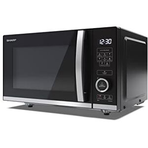 Sharp YC-QS204AU-B Compact 20 Litre 800W Digital FLATBED Microwave, 10 power levels, ECO Mode, defrost function, LED cavity light - Black