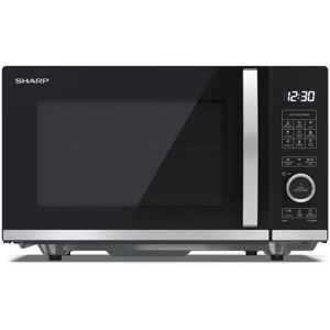 Sharp YC QG204AU B Flatbed Microwave Oven With Grill in Black 20L 800W