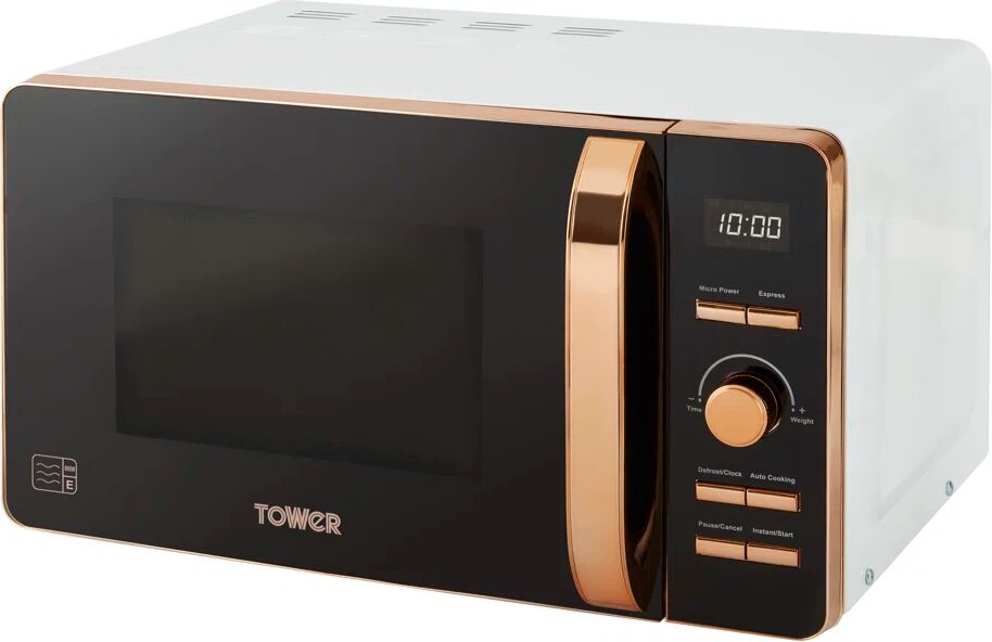 Tower Digital Microwave with 60-Minute Timer and 8 Autocook Settings, 20L, 800W white/black 25.5 H x 45.5 W x 33.0 D cm