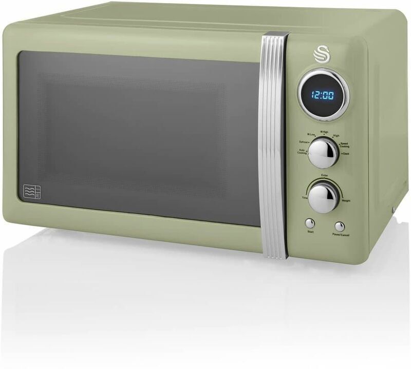 Retro 800W led Digital Microwave Green - Swan