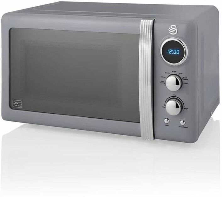 Retro 800W led Digital Microwave Grey - Swan