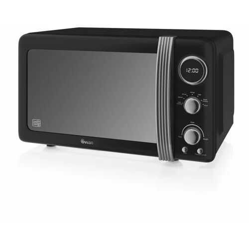 Swan Retro 20 L 800W Countertop Microwave Swan Colour: Black  - Size: H45 x L140 x W80cm