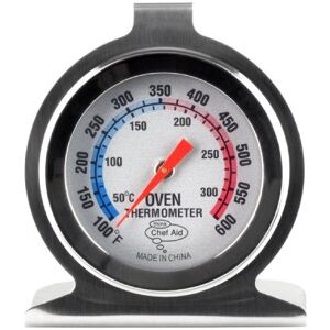 Chef Aid Ofenthermometer, Edelstahl, für Umluft-, Gas-, Elektro- oder Pizzaofen, Heißluftfritteuse oder Kochherde, zum Kochen, Backen, Grillen, hängt oder steht im Ofen, einfach ablesbare Skala