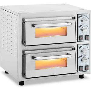 Pizzaofen - 2 Kammern - 4750 W - Ø 40 cm - feuerfester Stein - Royal Catering RCPO-4800-2PS