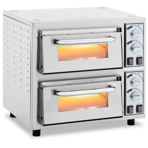 Pizzaofen - 2 Kammern - 4400 W - Ø 35 cm - feuerfester Stein - Royal Catering RCPO-4400-2PS