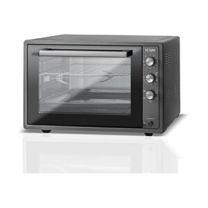 ICQN 60 Liter Mini-Öfen   1800 W   Mini-Backofen mit Innenbeleuchtung und Umluft   Pizza-Ofen   Doppelverglasung   Drehspieß   Timer Funktion   Emaill