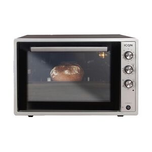 ICQN 60 Liter Mini-Öfen   1800 W   Mini-Backofen mit Innenbeleuchtung und Umluft   Pizza-Ofen   Doppelverglasung   Drehspieß   Timer Funktion   Emaill