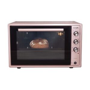 ICQN 60 Liter Mini-Öfen   1800 W   Mini-Backofen mit Innenbeleuchtung und Umluft   Pizza-Ofen   Doppelverglasung   Drehspieß   Timer Funktion   Emaill