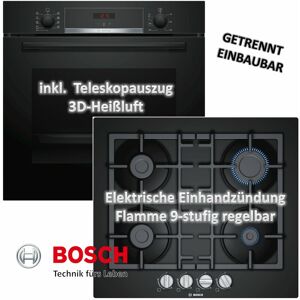 Bosch - Backofen HBA534EB0 mit Gaskochfeld PNP6B6B90 - autark, 60cm