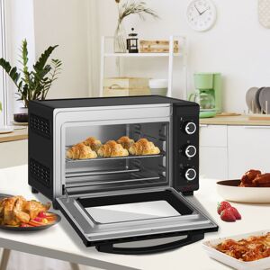 Woltu - 21L Mini Backofen Pizzaofen mit Backblech Doppelverglasung Ober-/Unterhitze, 60 Min. 100-230 °c, 1400 Watt, Miniofen Schwarz - Schwarz