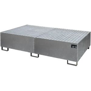 eurokraft pro Cubeta de fondo para estanterías, volumen de recogida 1000 l, L x A x H 2150 x 1300 x 505 mm, con rejilla, galvanizada al horno