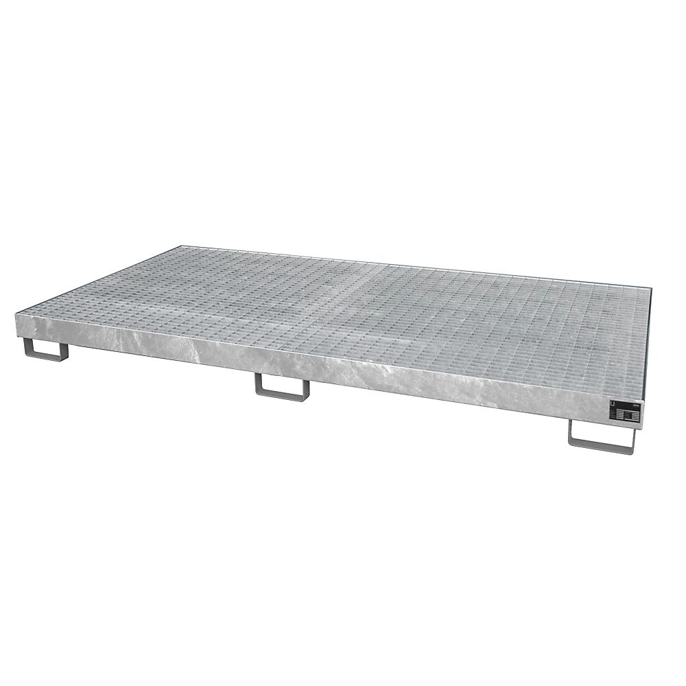 eurokraft pro Cubeta de fondo para estanterías, volumen de recogida 240 l, L x A x H 2650 x 1300 x 210 mm, con rejilla, galvanizada al horno